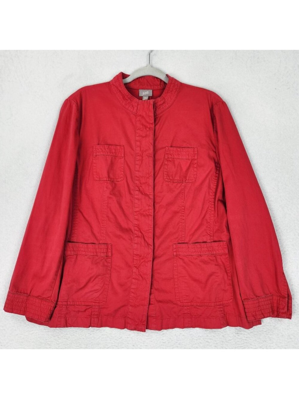 J Jill Jacket Womens Large Petite Faded Red Twill Button Front Pockets Casual